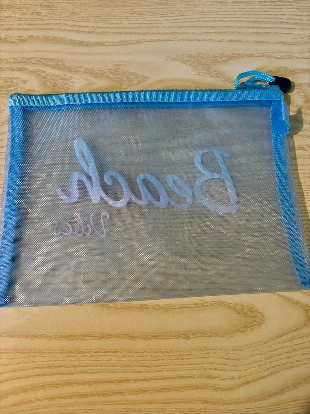 🏝️ Blue Mesh Beach Vibes Glitter Ombre Travel Case